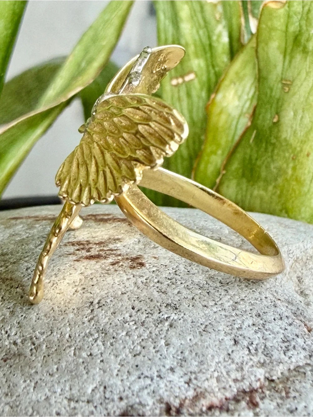 18 karat gold and diamond butterfly ring